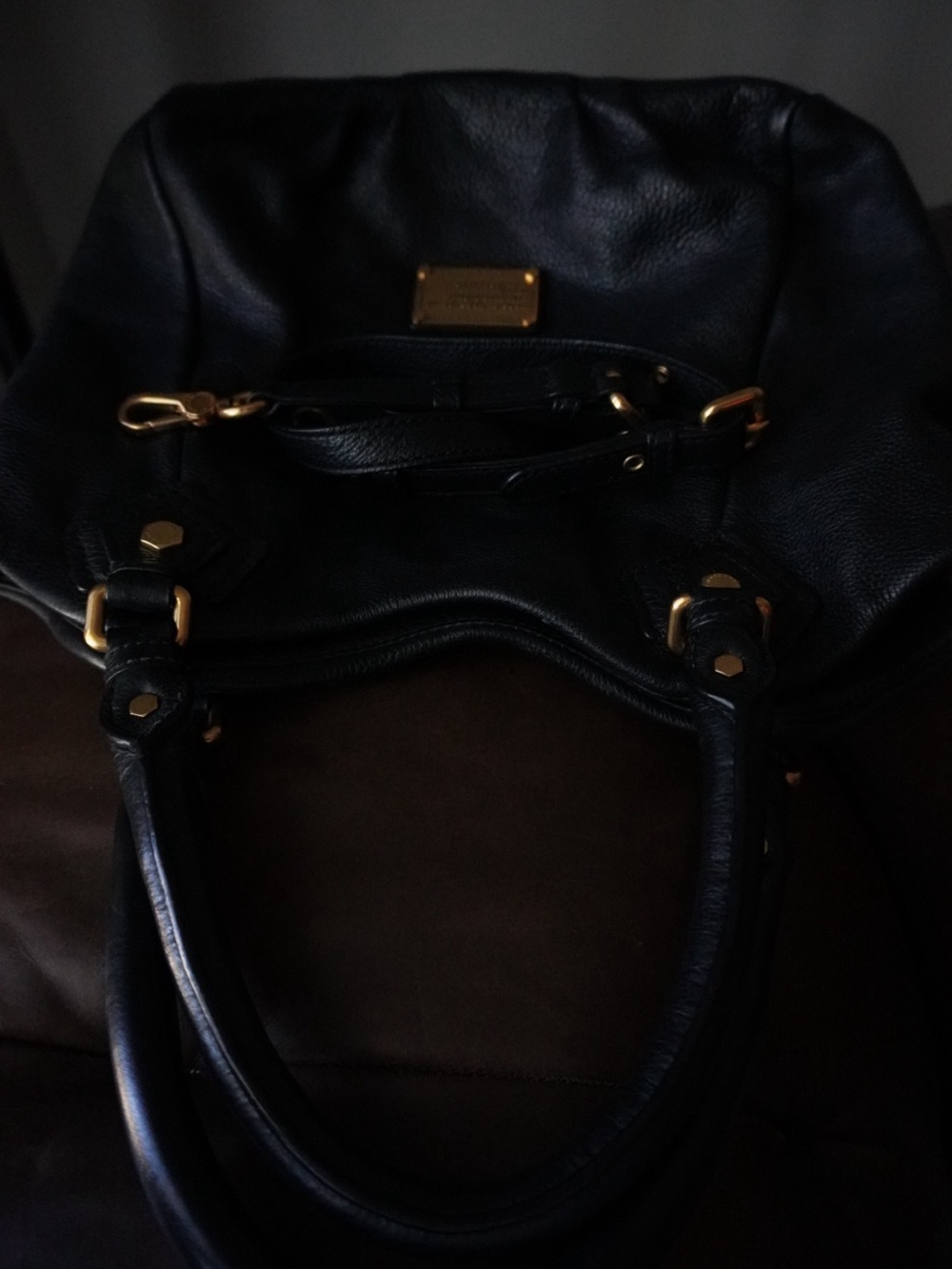 Marc by Marc Jacobs Black Leather Shoulder Bag with Gold Hardware - Picture 14 of 15